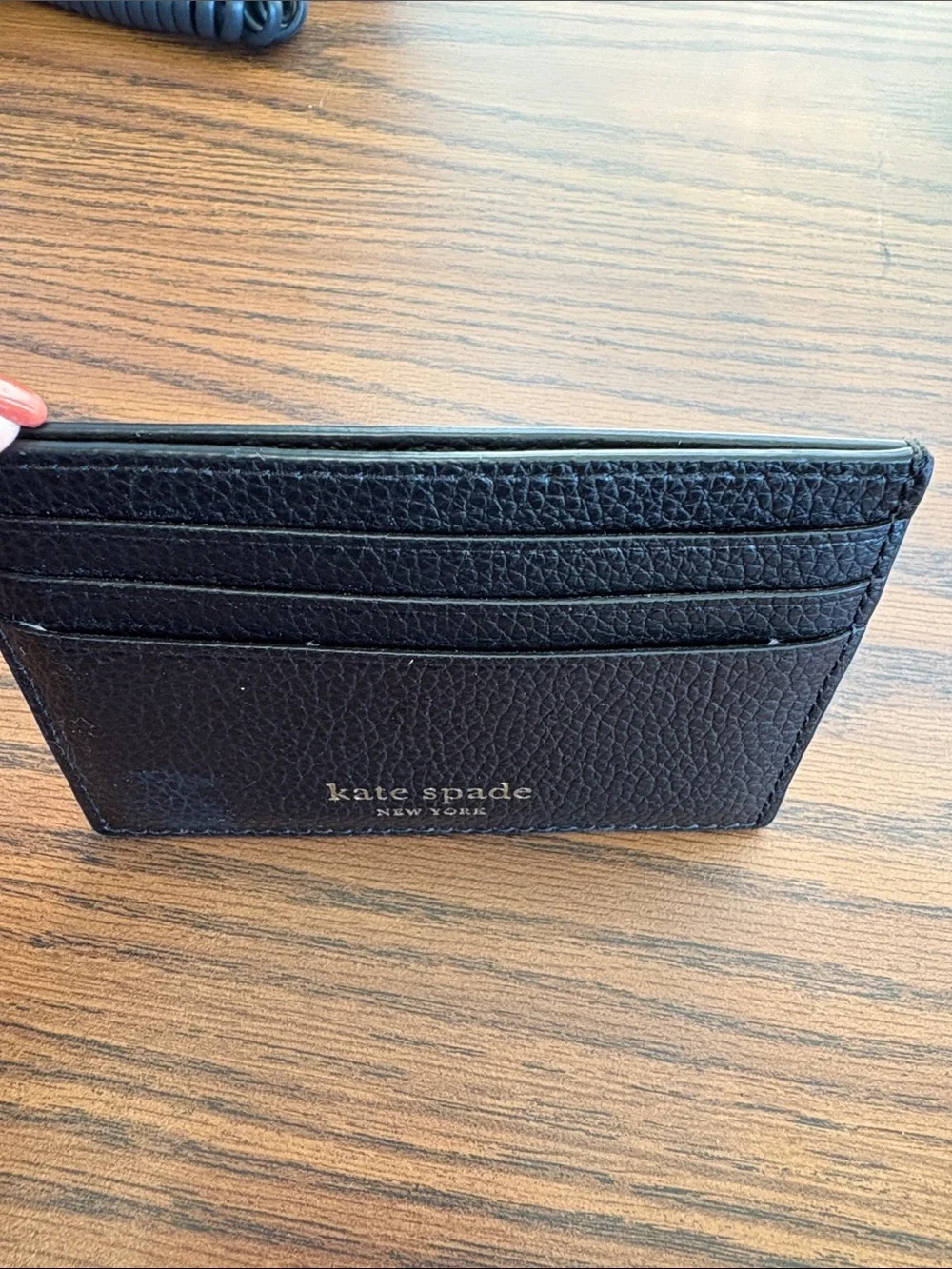Kate spade New York Black Pebbled Leather Card Holder